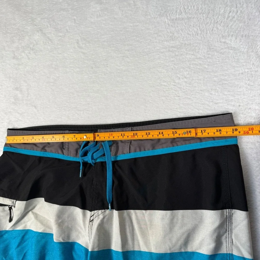 Quiksilver Board Shorts Mens 38 Blue‎ Black Colorblock Zip Pocket Stretch